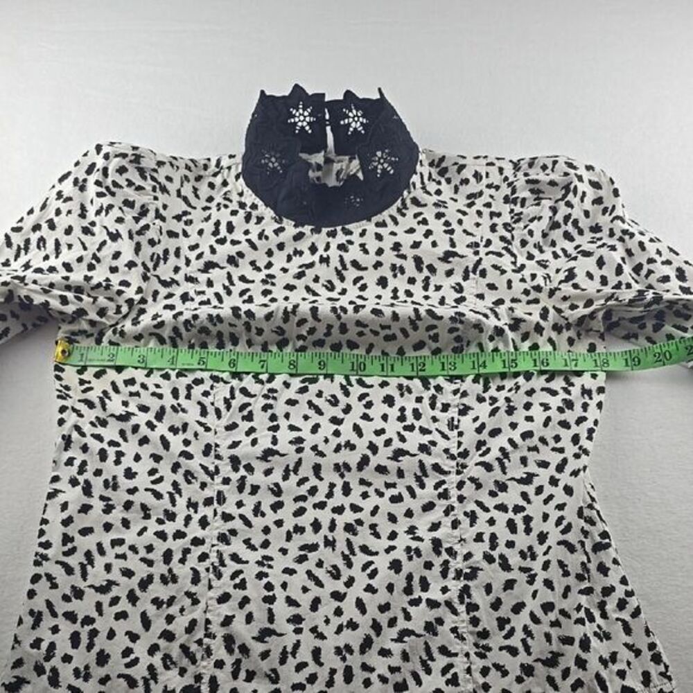 Rebecca Taylor La Voe Jaguar Print Dress in Sand White Black Eyelet Size Small - Picture 14 of 15